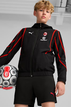 AC Milan Pre-match Woven Jacket Youth, PUMA Black-For All Time Red, extralarge-GBR