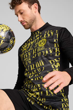 Borussia Dortmund Pre-match Quarter-Zip Top Men, PUMA Black-Faster Yellow, extralarge-GBR