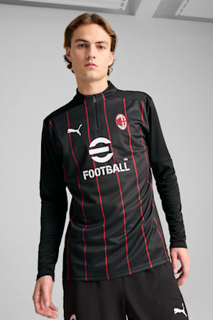 AC Milan Pre-match 1/4 Zip Top Men, PUMA Black-For All Time Red, extralarge-GBR