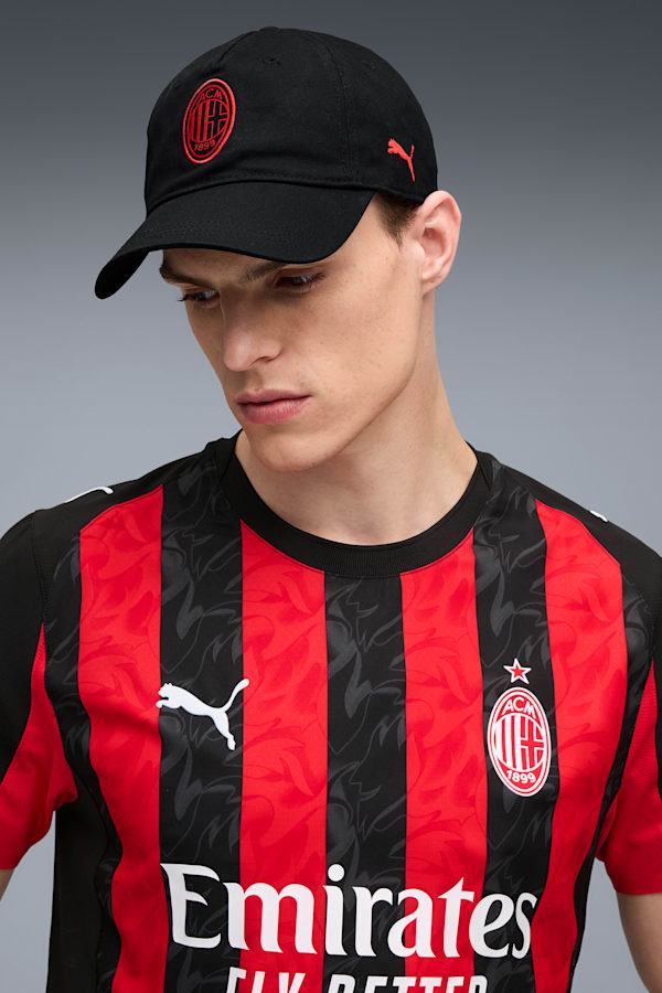 AC Milan Essentials Cap Unisex, PUMA Black-For All Time Red, extralarge-GBR