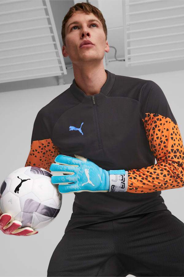ULTRA Grip 1 Tricks Hybrid Football Goalkeeper Gloves, Sunset Pink-Hero Blue, extralarge