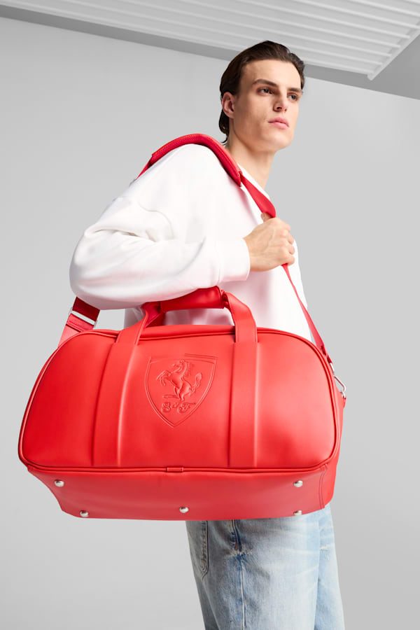Scuderia Ferrari HP Race Premium 28L Duffle Bag, Rosso Corsa, extralarge