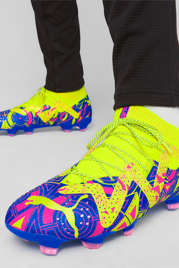 FUTURE ULTIMATE ENERGY FG/AG Football Boots, Ultra Blue-Yellow Alert-Luminous Pink, extralarge