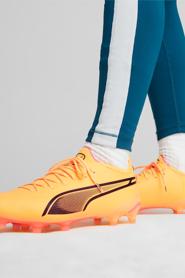 KING ULTIMATE FG/AG Women's Football Boots, Sun Stream-PUMA Black-Sunset Glow, extralarge