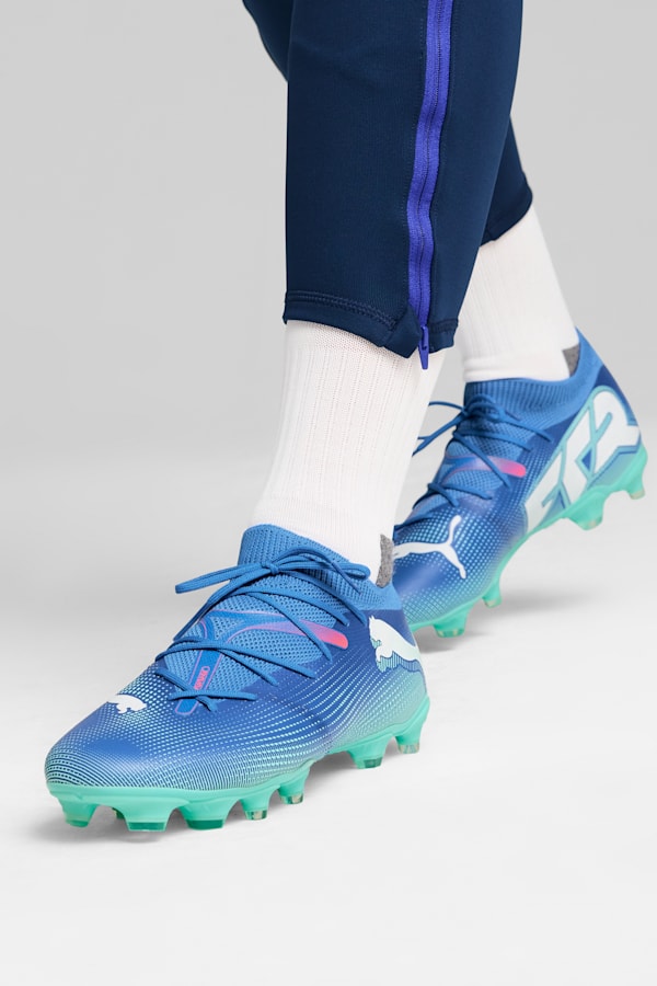 FUTURE 7 MATCH FG/AG Football Boots, Bluemazing-PUMA White-Electric Peppermint, extralarge