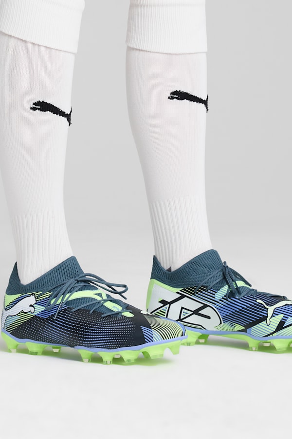 FUTURE 7 MATCH FG/AG Football Boots, Gray Skies-PUMA White-Fizzy Apple, extralarge