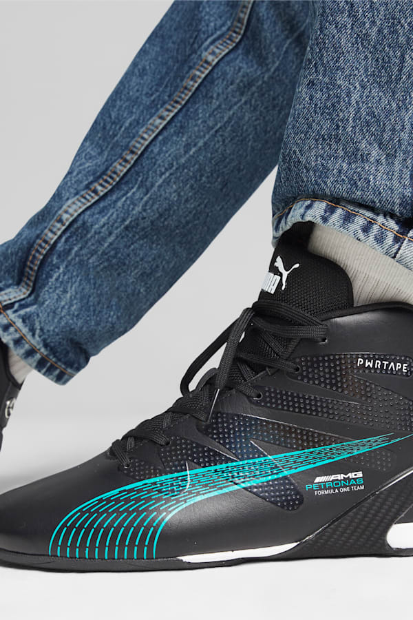 Mercedes-AMG Petronas Motorsport Carbon Cat Mid Driving Shoes, PUMA Black-Spectra Green, extralarge