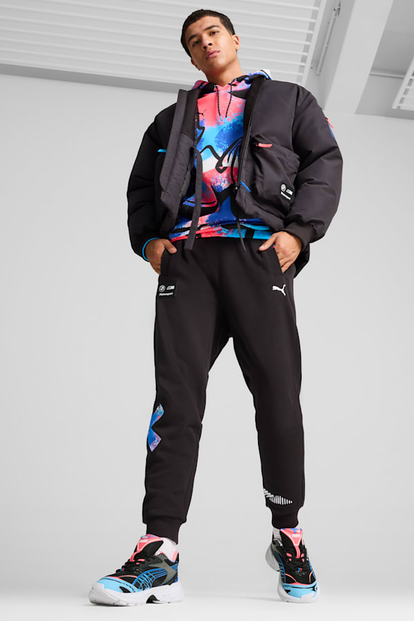 BMW M Motorsport Velophasis Neon Sneakers Unisex, PUMA Black-Luminous Blue-Sunset Glow, extralarge