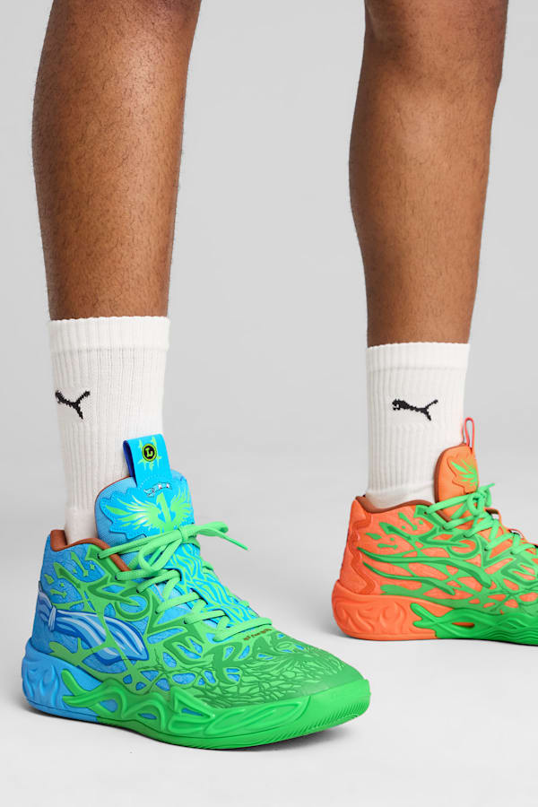 PUMA HOOPS x TMNT MB.04 LM Basketball Shoes Unisex, Fluro Green Pes-PUMA Green-Bright Aqua-Orange Glow, extralarge