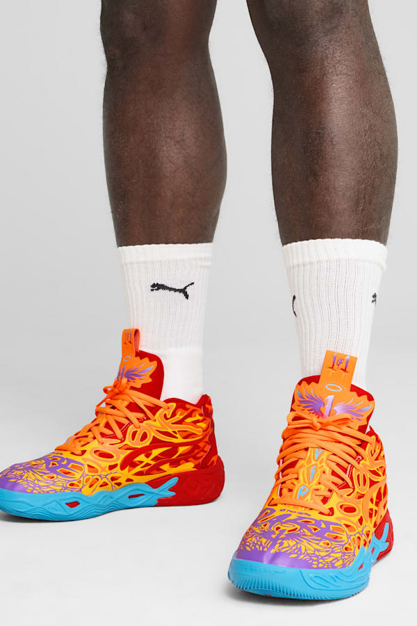MB.04 Phoenix Basketball Shoes Unisex, PUMA Red-Orange Glow-Fluro Orange Pes-Purple Glimmer, extralarge