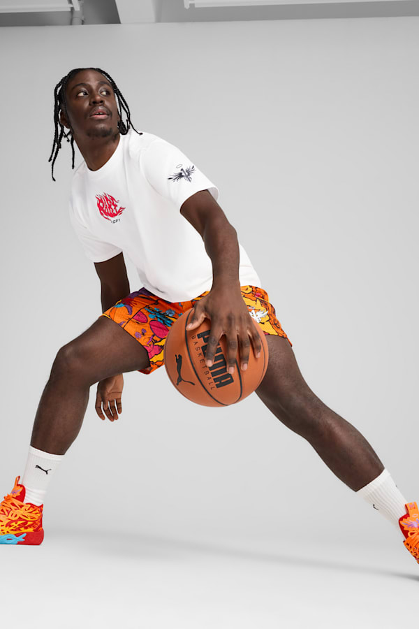 MB.04 Phoenix Basketball Shoes Unisex, PUMA Red-Orange Glow-Fluro Orange Pes-Purple Glimmer, extralarge