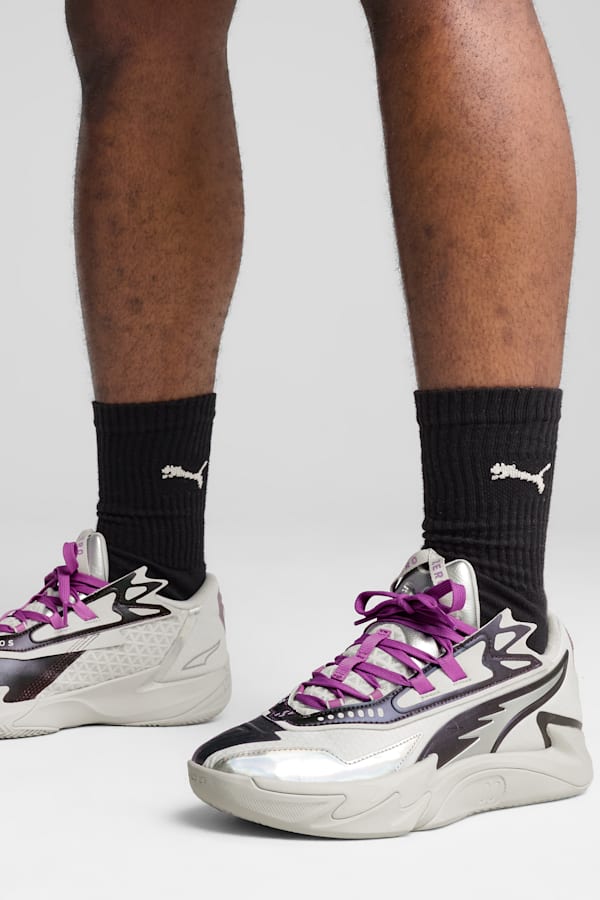 Scoot Zeros II Sterling Basketball Shoes Unisex, Feather Gray-Wild Berry, extralarge-GBR