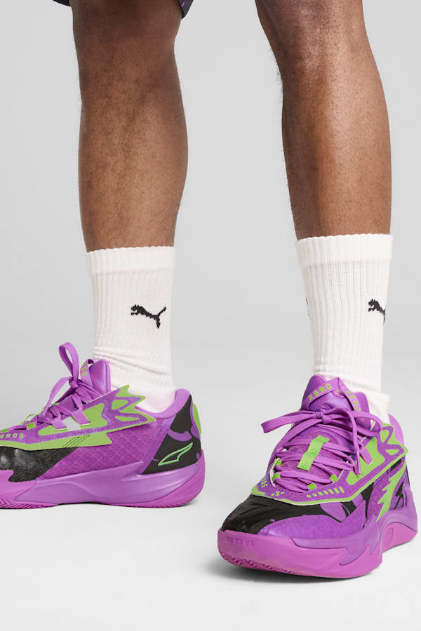 Scoot Zeros II Purple Lab Basketball Shoes Unisex, Pure Magenta-Green Glare, extralarge-GBR