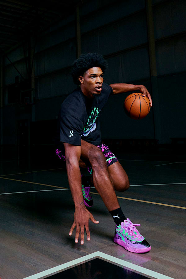 Scoot Zeros II Purple Lab Basketball Shoes Unisex, Pure Magenta-Green Glare, extralarge-GBR