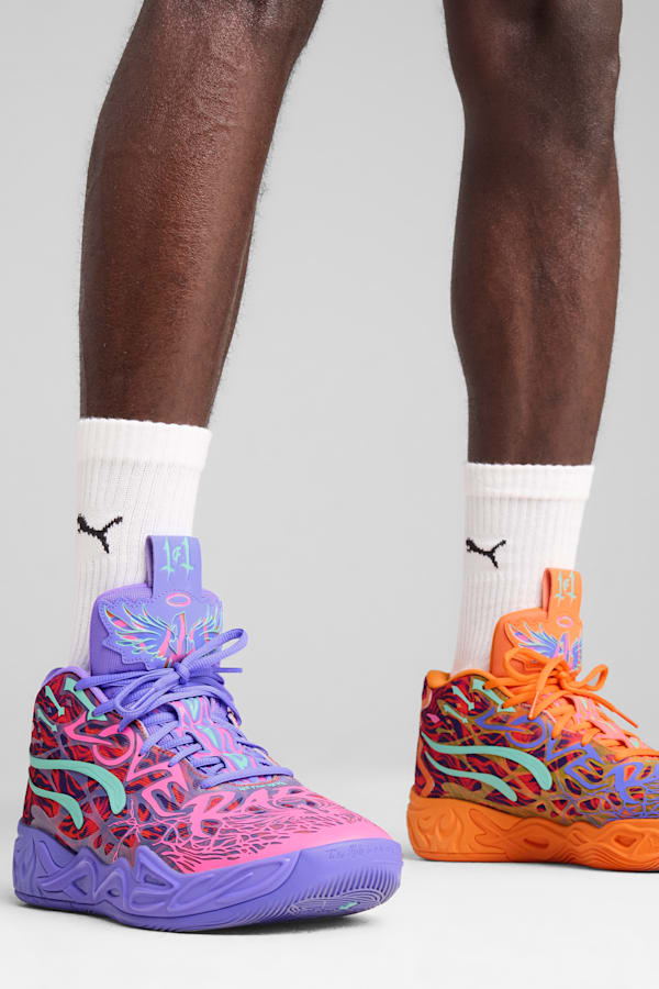 MB.04 Creativity Basketball Shoes Unisex, Dark Amethyst-Orange Glow-Poison Pink-Electric Peppermint, extralarge