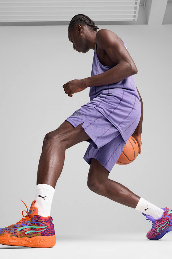 MB.04 Creativity Basketball Shoes Unisex, Dark Amethyst-Orange Glow-Poison Pink-Electric Peppermint, extralarge