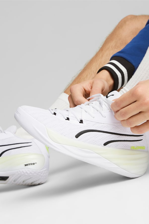 All-Pro NITRO Basketball Shoes, PUMA White-Lime Squeeze, extralarge