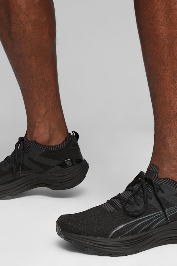 Black knit running shoes discount
