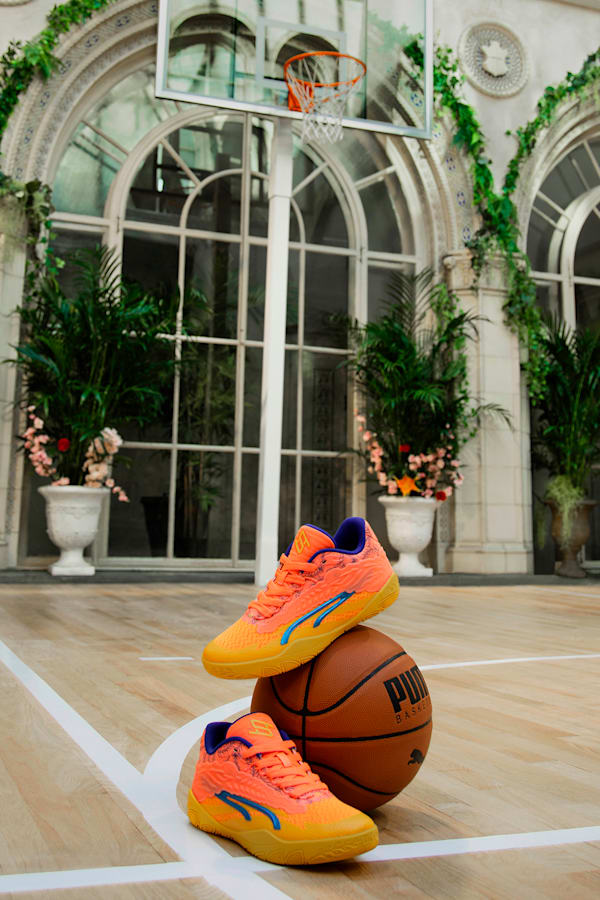 Stewie 3 Dawn in 'Cuse Basketball Shoes, Yellow Sizzle-Fluro Peach Pes-Cobalt Glaze-Luminous Blue, extralarge