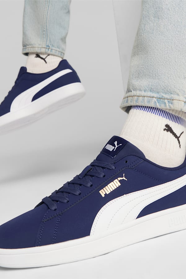 PUMA Smash 3.0 Buck Sneakers, PUMA Navy-PUMA White-PUMA Gold, extralarge