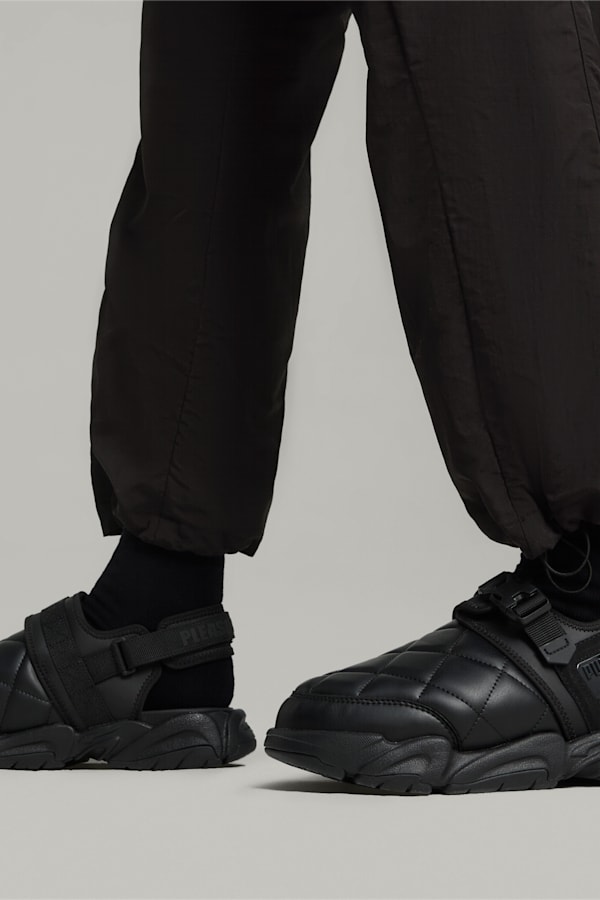 PUMA x PLEASURES TS-01 Quilt Sandals, PUMA Black, extralarge