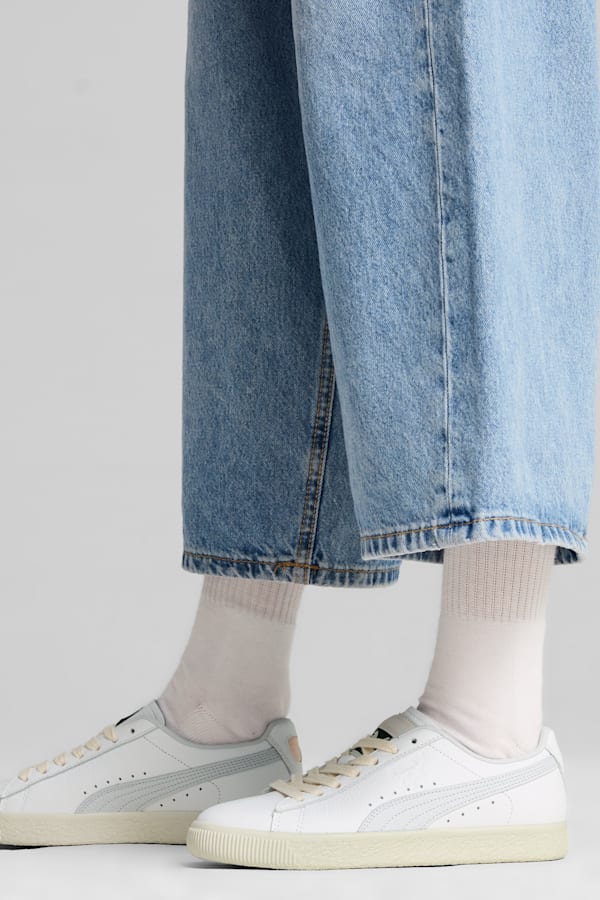 Clyde Leather Sneakers Unisex, PUMA White-Silver Mist-Frosted Ivory, extralarge