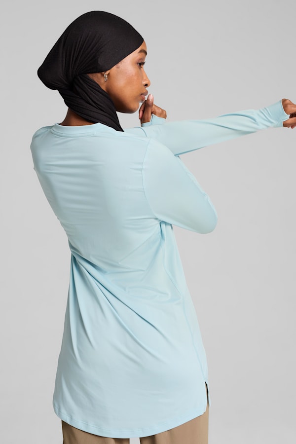 Modest Activewear Long Sleeve Training Tee Women, Turquoise Surf, extralarge