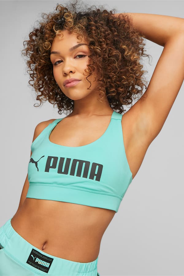 PUMA Fit Mid Impact Training Bra, Electric Peppermint, extralarge