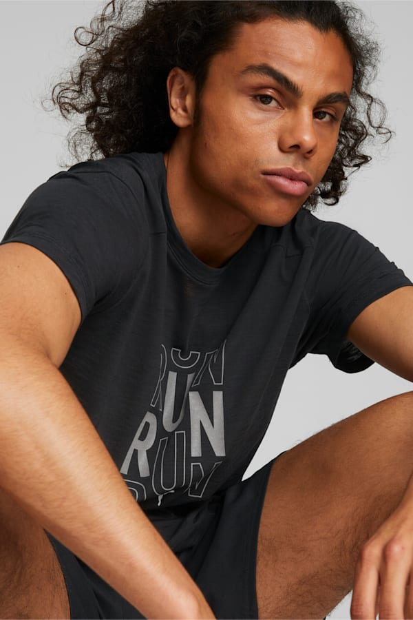 Performance Logo Short Sleeve Running Tee Men, Puma Black, extralarge