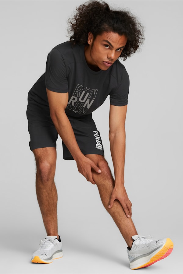 Performance Logo Short Sleeve Running Tee Men, Puma Black, extralarge