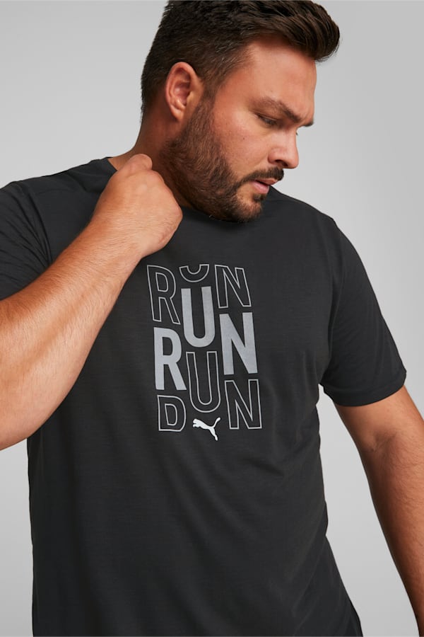 Performance Logo Short Sleeve Running Tee Men, Puma Black, extralarge