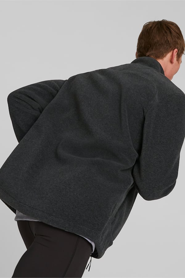 SEASONS Men's Full-Zip Running Fleece, PUMA Black Heather-Silver, extralarge