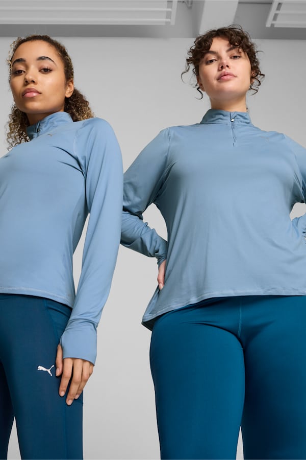 RUN FAVOURITE Quarter-Zip Running Top Women, Zen Blue, extralarge-GBR