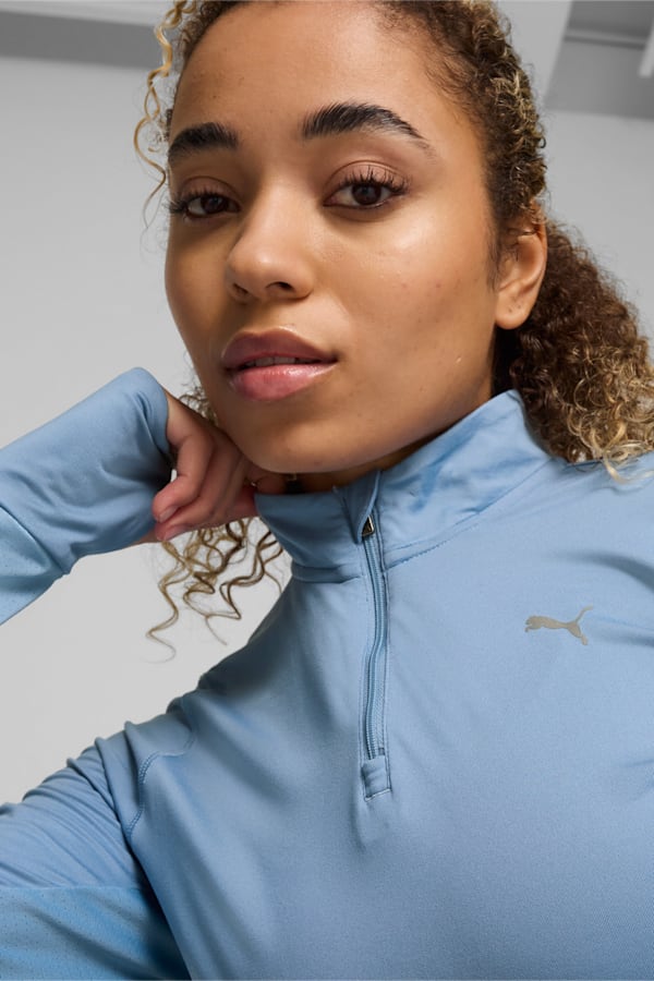 RUN FAVOURITE Quarter-Zip Running Top Women, Zen Blue, extralarge-GBR