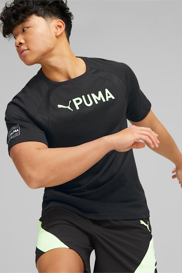 PUMA Fit Ultrabreathe Triblend Training Tee Men, PUMA Black-Fizzy Lime, extralarge