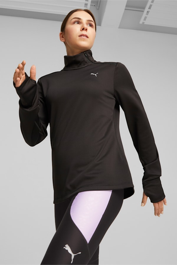 Micro Fleece Women's Running Pullover, PUMA Black, extralarge