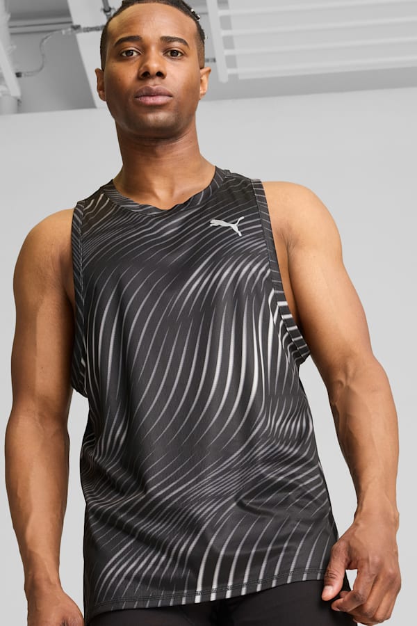 Run Favourite Men's Singlet, PUMA Black-Q3 Print, extralarge