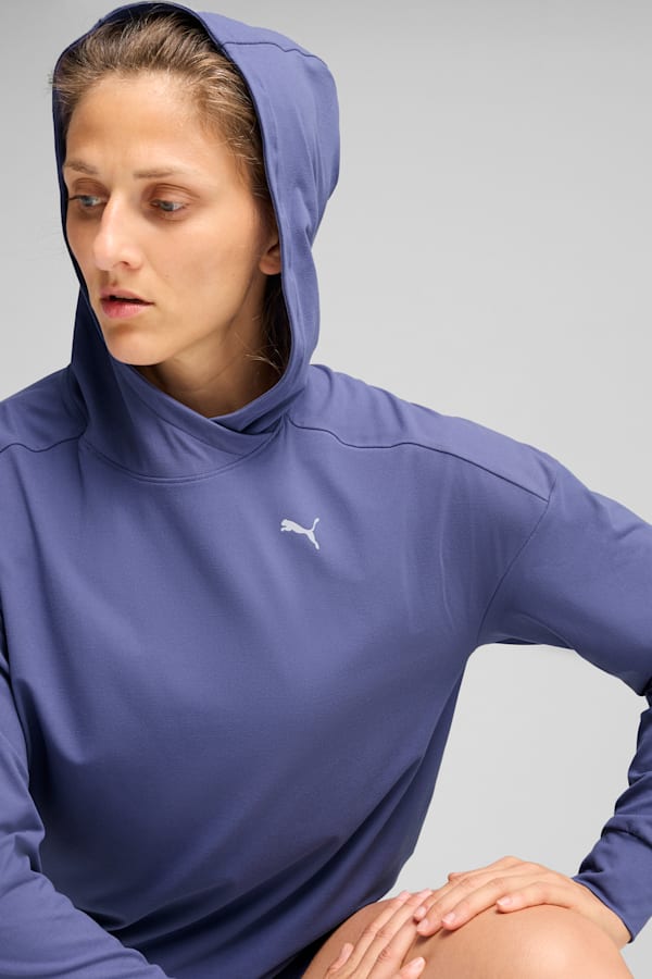 CLOUDPSUN Hoodie Women, Blue Crystal, extralarge