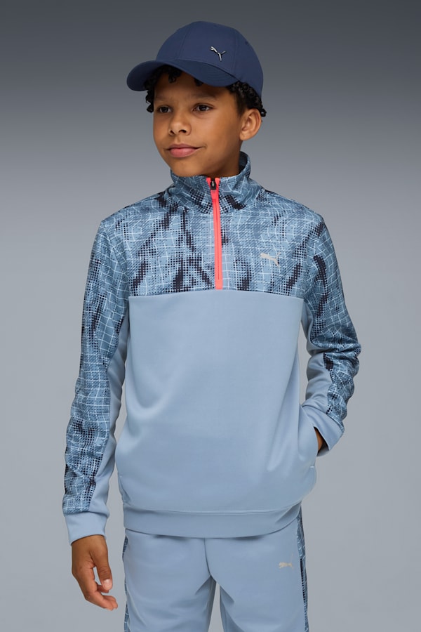 TRAIN ALL DAY Essentials Polyblend Half-Zip Youth, Cool Blue, extralarge-GBR