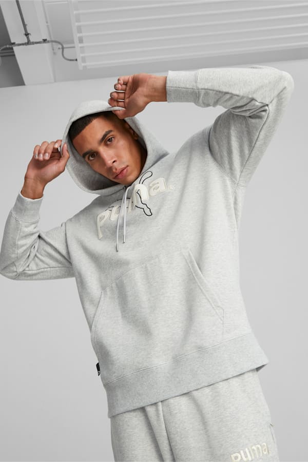 PUMA TEAM Graphic Hoodie Men, Light Gray Heather, extralarge