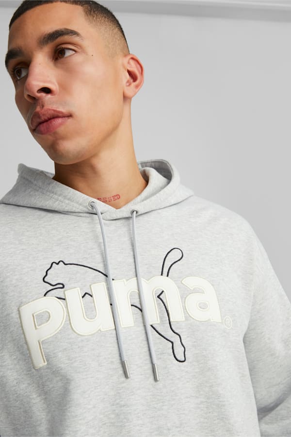 PUMA TEAM Graphic Hoodie Men, Light Gray Heather, extralarge