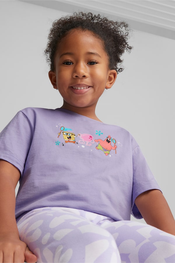 PUMA x SPONGEBOB Tee Kids, Vivid Violet, extralarge