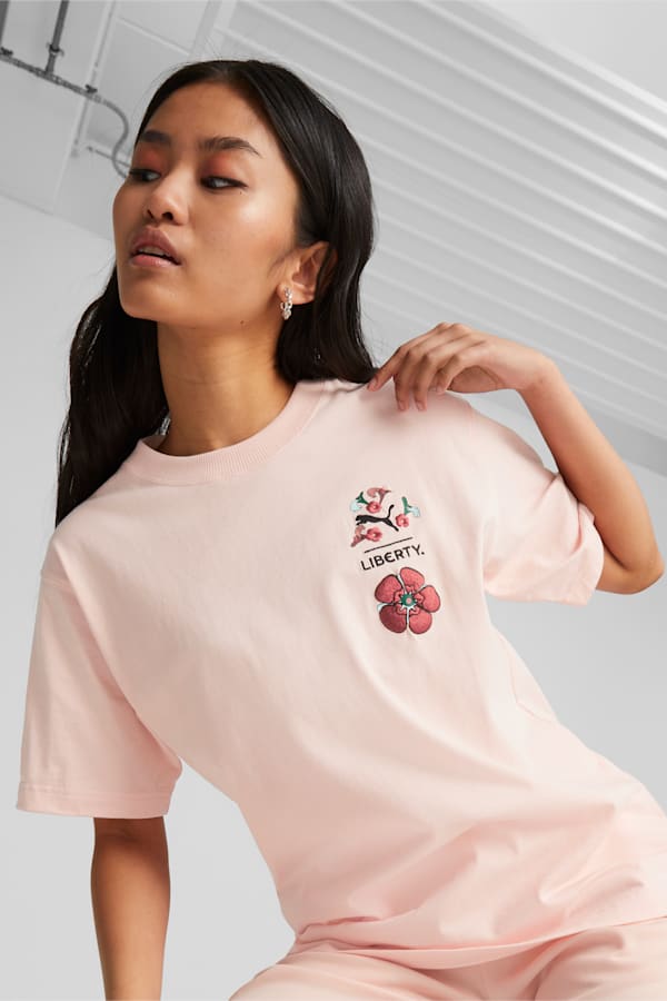 PUMA x LIBERTY Graphic Tee Women, Rose Dust, extralarge