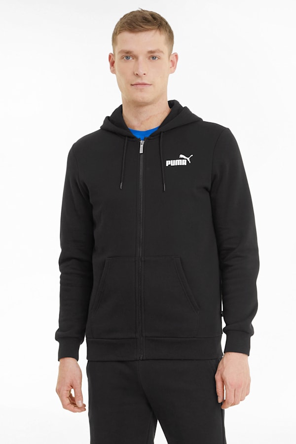 Essentials Full-Zip Logo Hoodie Men, Puma Black, extralarge