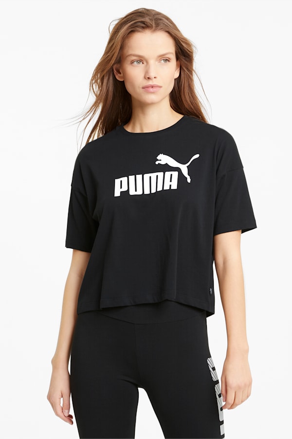 Essentials Logo Cropped Tee Women, Puma Black, extralarge