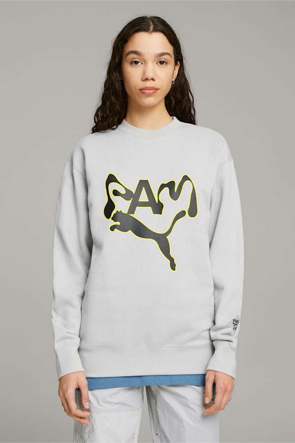 PUMA x PERKS AND MINI Crewneck Sweatshirt, Flat Light Gray, extralarge