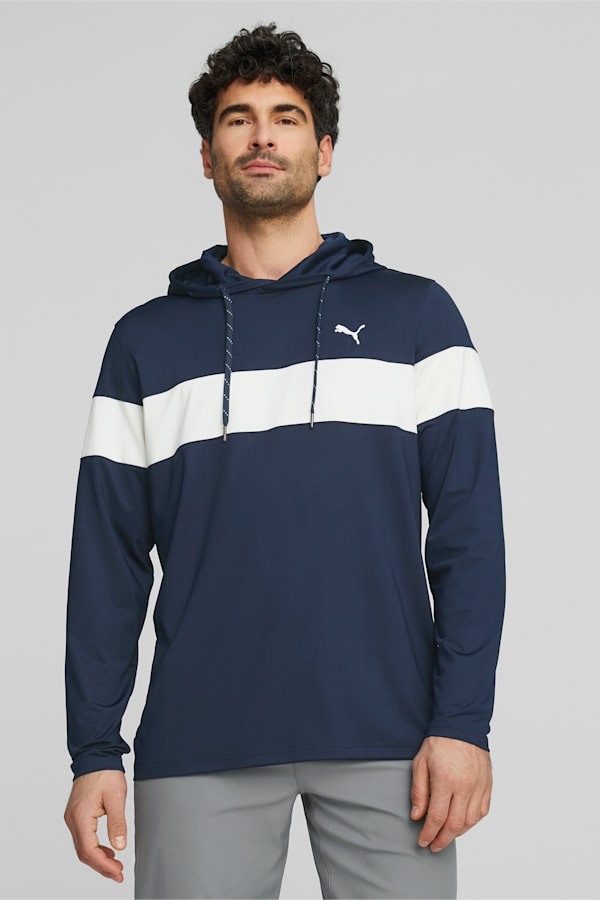 Mattr Colorblock Golf Hoodie Men, Navy Blazer-Bright White, extralarge