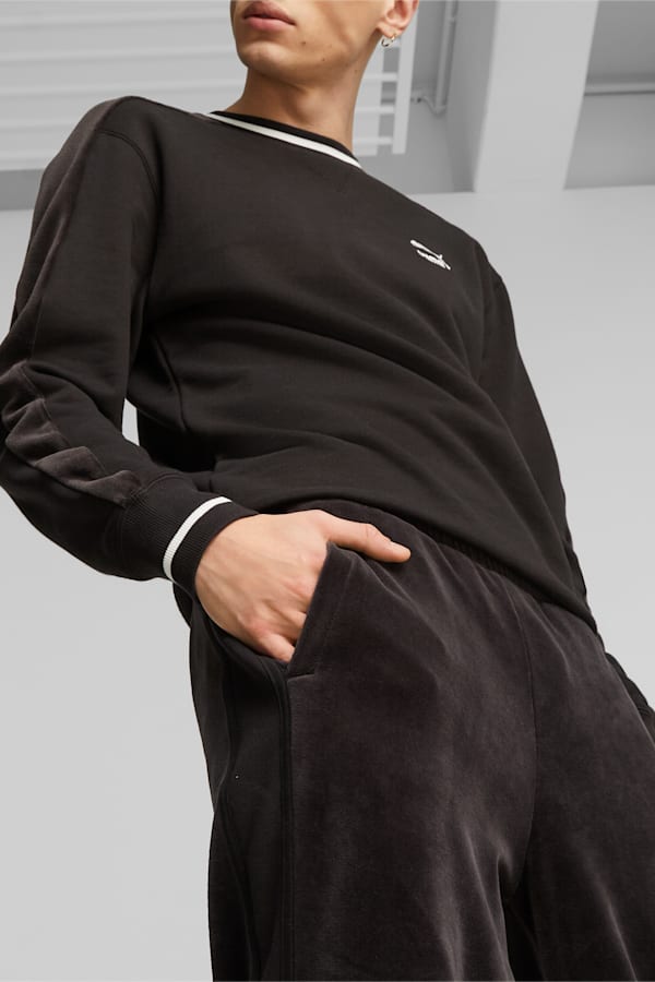 T7 Men's Velour Track Pants, PUMA Black, extralarge
