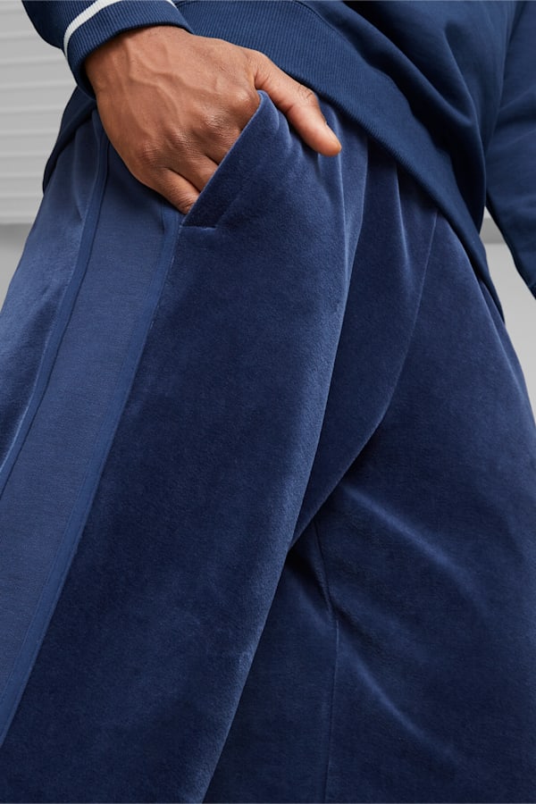 T7 Men's Velour Track Pants, Persian Blue, extralarge