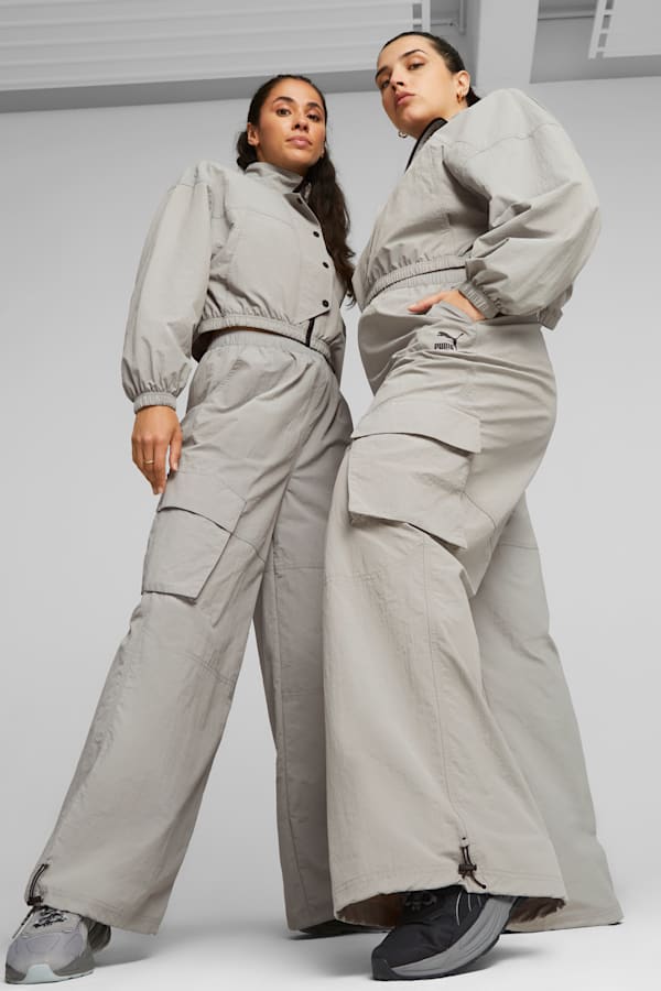DARE TO Women's Wide Leg Pants, Concrete Gray, extralarge